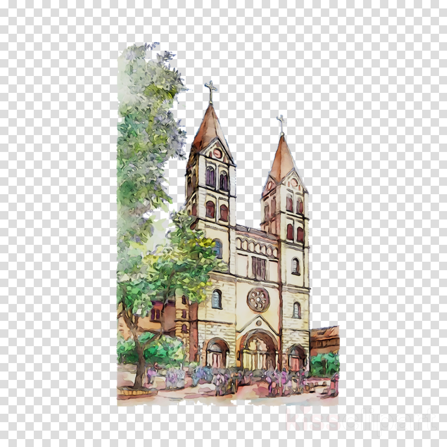 clipart church watercolor