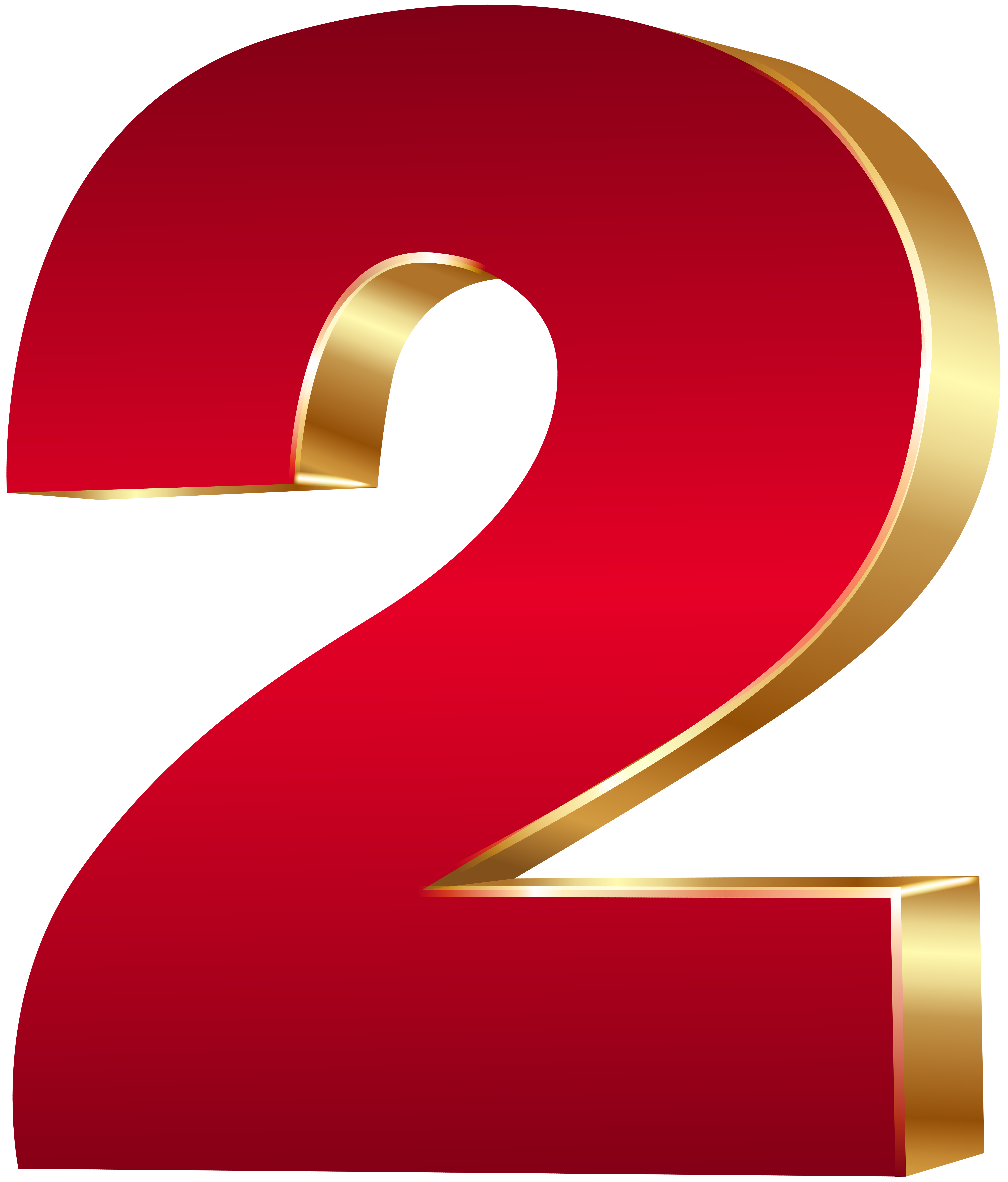Number 2 clipart gold.  d two red