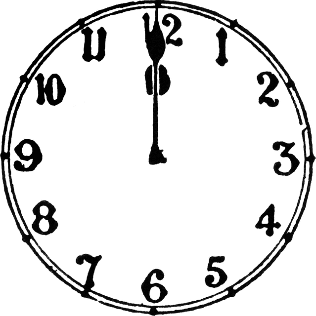 clipart clock 12 am