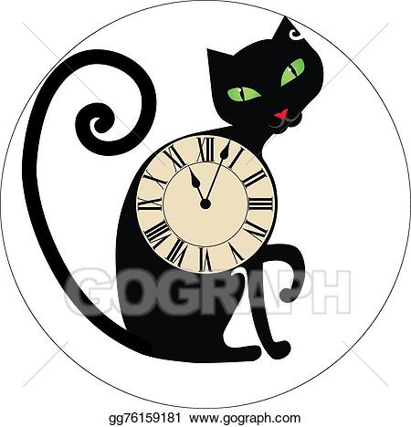 Clocks clipart cat. Vector stock illustration gg