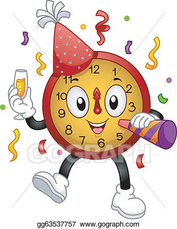 Clipart clock new year. Vector illustration mascot eps
