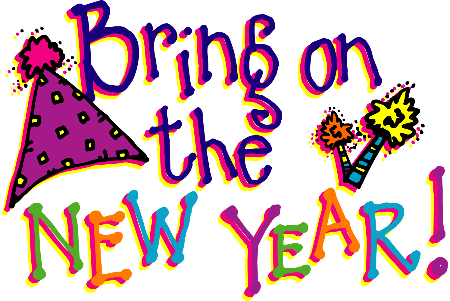 New years eve year. January clipart themed
