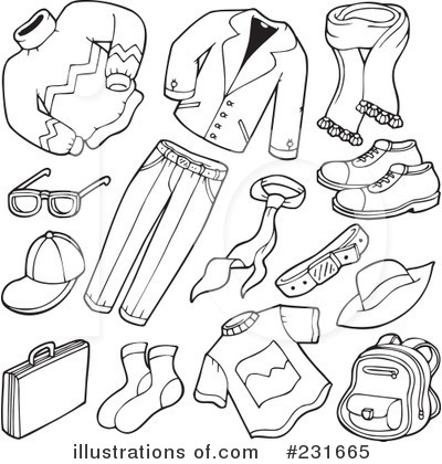 clothes clipart black and white
