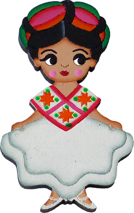 Huasteca traditional dress magnet. Mexican clipart folklorico