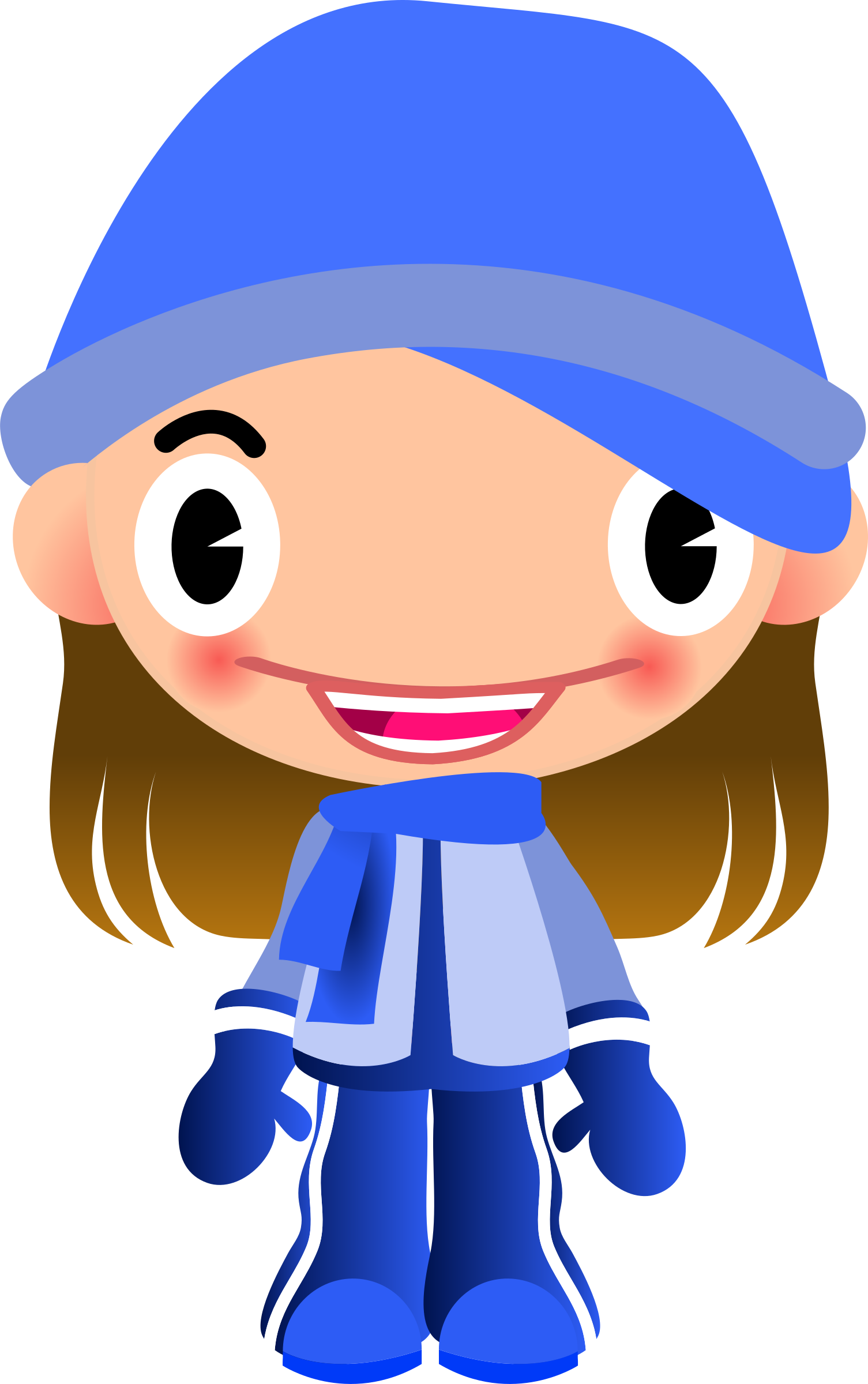 Talking girl in warm. Winter clipart animated