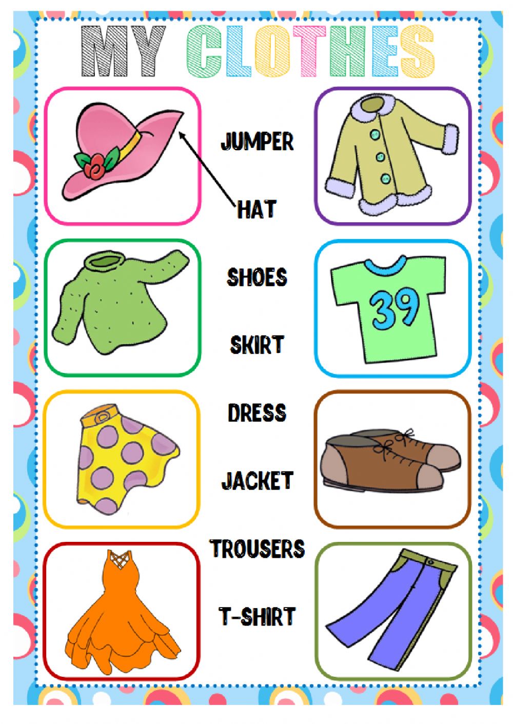 clothes clipart worksheet