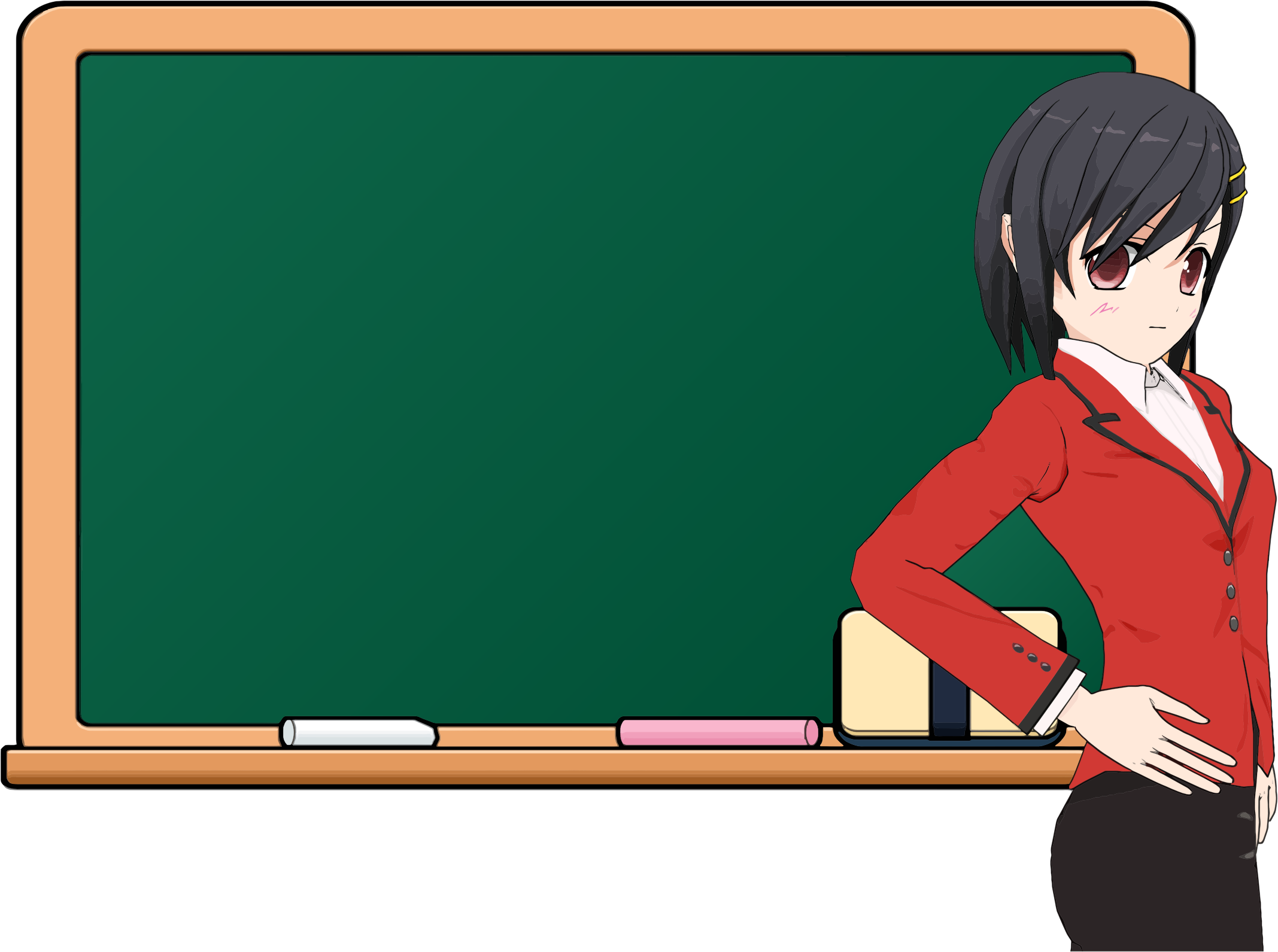 Anime girl school icons. Clipart science chalkboard