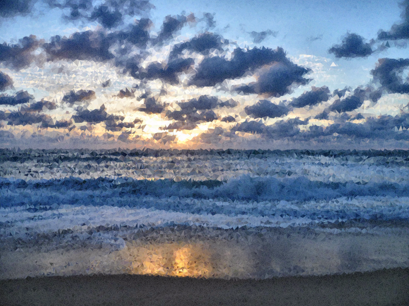 Waves clipart sunset. High poly ocean medium