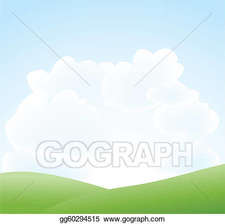Vector art landscape with. Clipart clouds spring