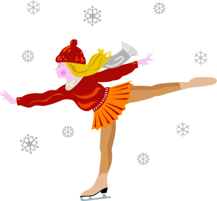 Winter snowy scenes sports. Clipart girl skiing
