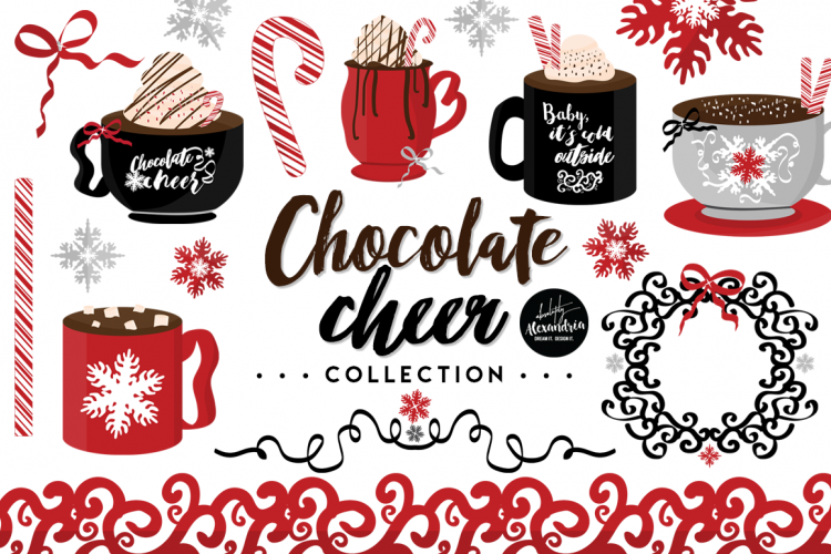 Clipart coffee cheer. Chocolate graphics digital paper