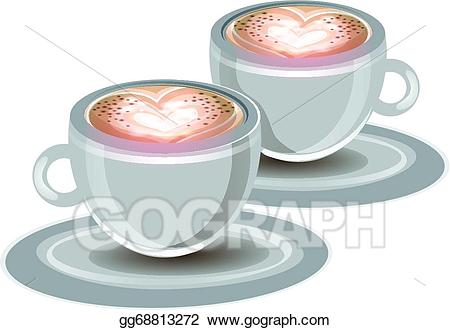 Vector cups of illustration. Clipart coffee foam