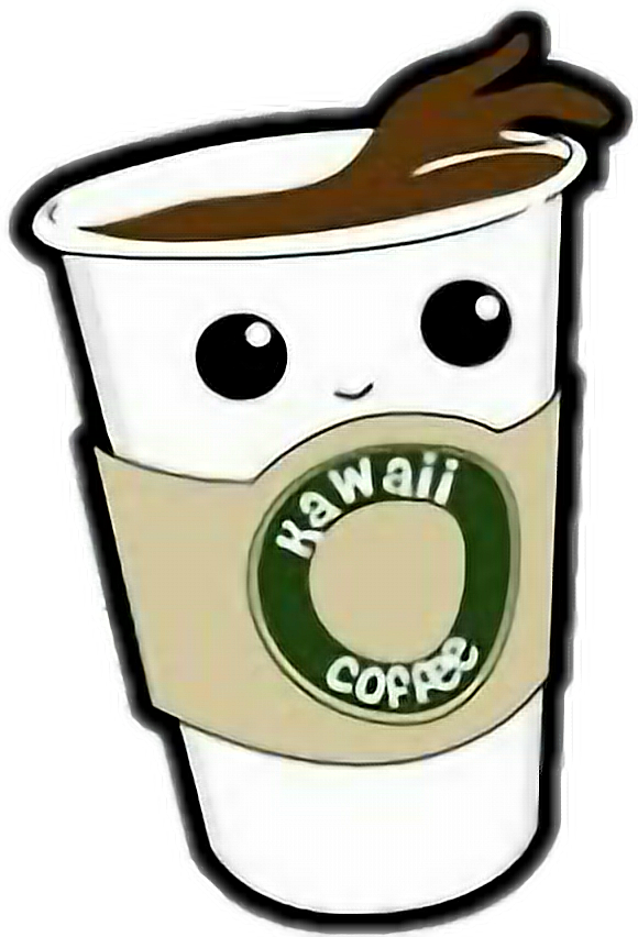 Cute kawaii coffee sticker. Clipart food cafe