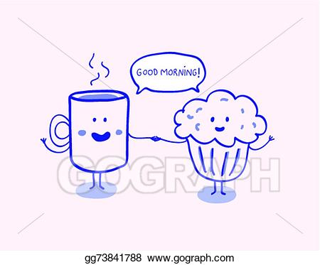 Clipart coffee muffin. Vector art cup of