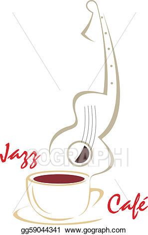 Vector illustration cup guitar. Clipart coffee music