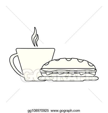 Clipart coffee sandwich. Vector and cup black