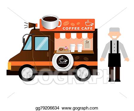 Vector stock food illustration. Clipart coffee truck