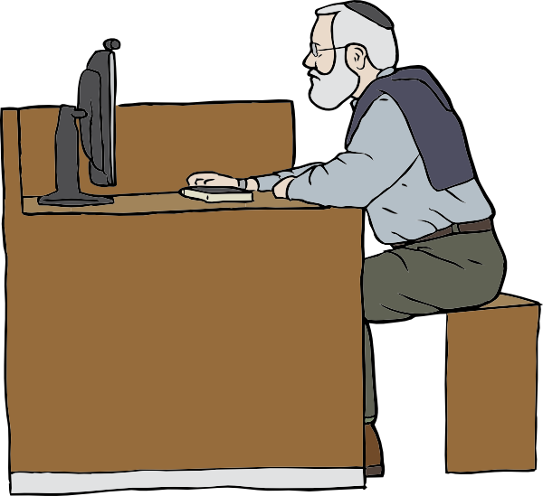 Clipart person computer. Man working on clip