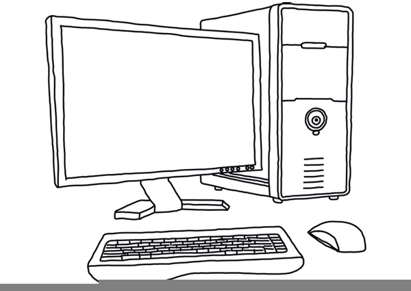 clipart computer black and white