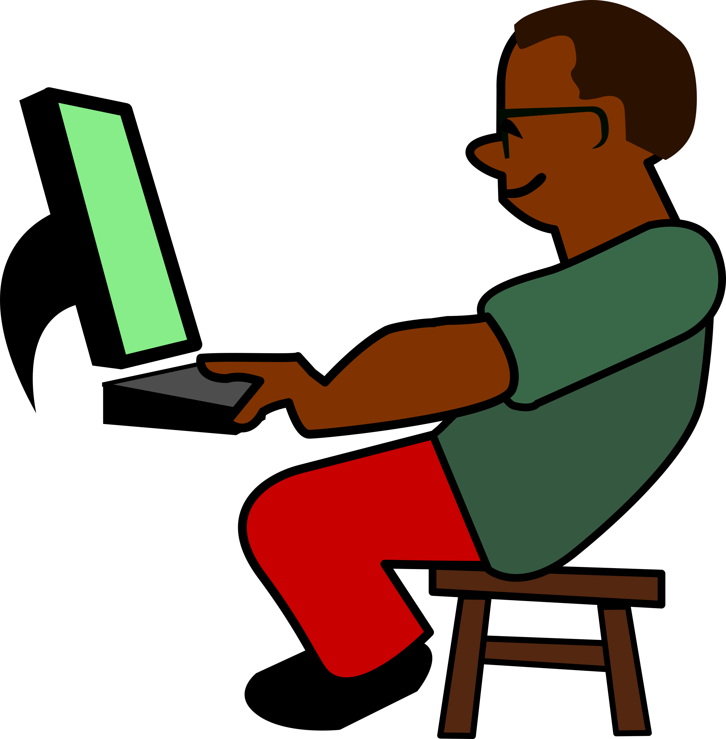 Clipart computer computer programming. African programmer with slower