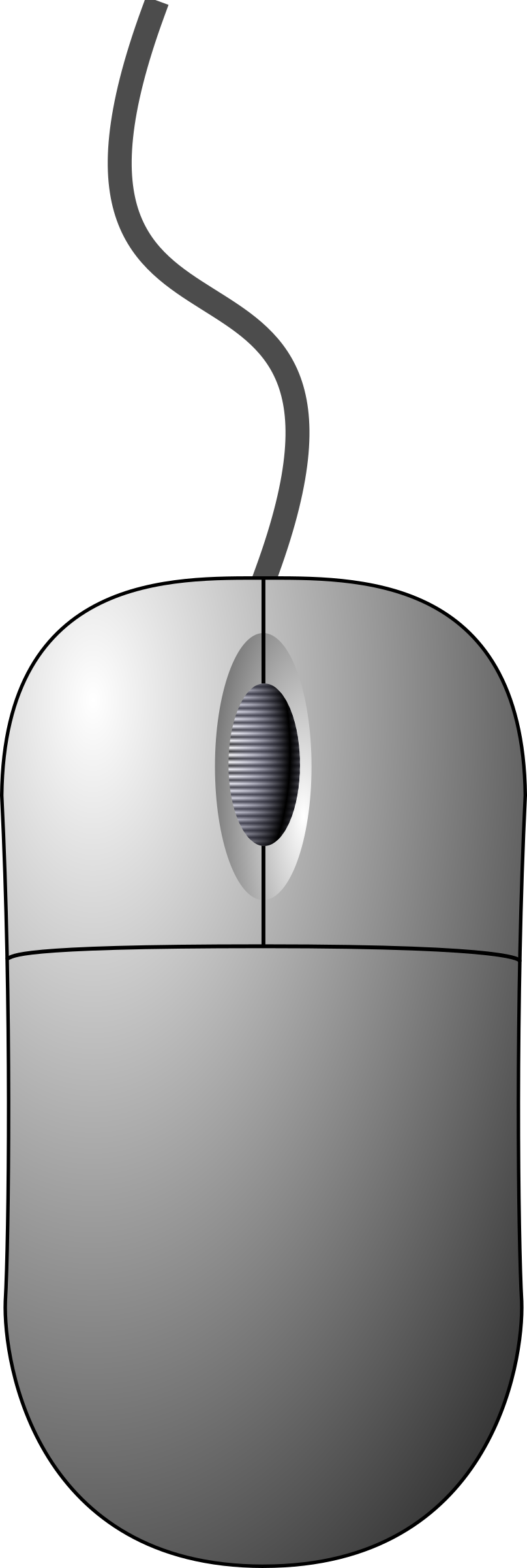 White clipart computer mouse. Top down view big