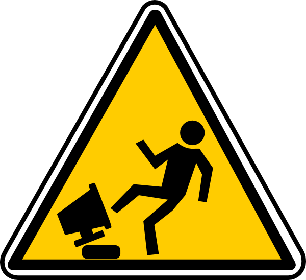 Warning angry pc user. Clipart computer hazard