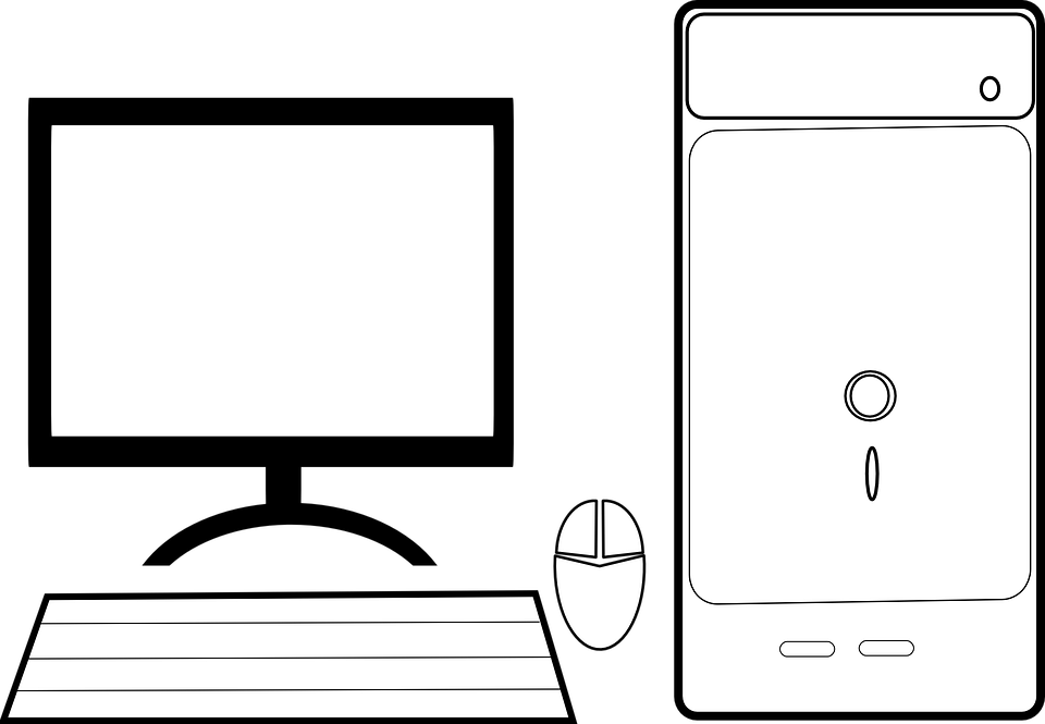 Clipart computer technology. Line art shop of