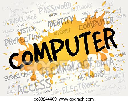 Eps illustration computer cloud. Computers clipart word