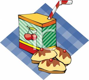 A box of with. Cookies clipart juice