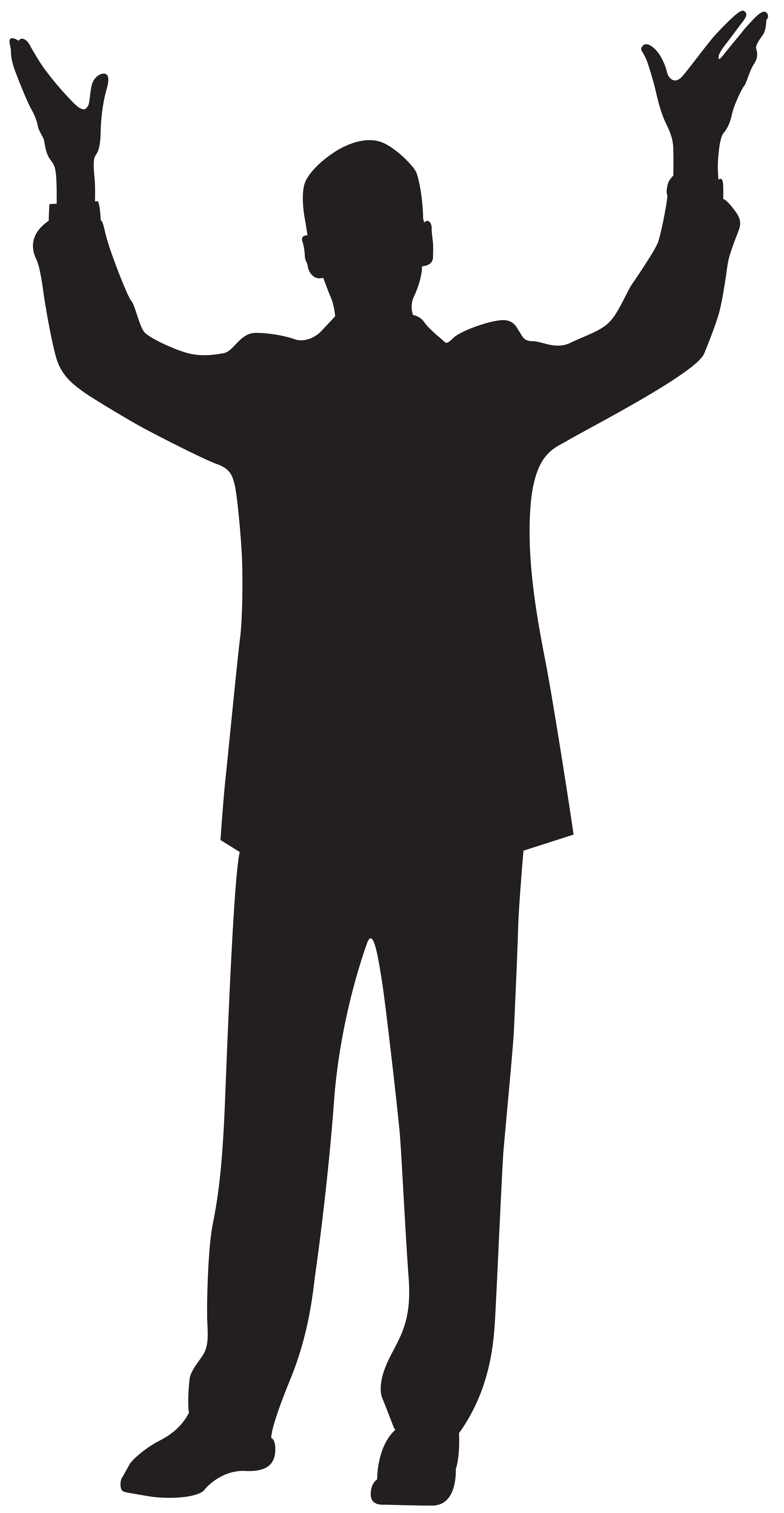 With hands up silhouette. Clipart walking tall man