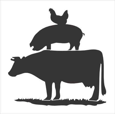 Clipart cow pig. Chicken stencil farm animals