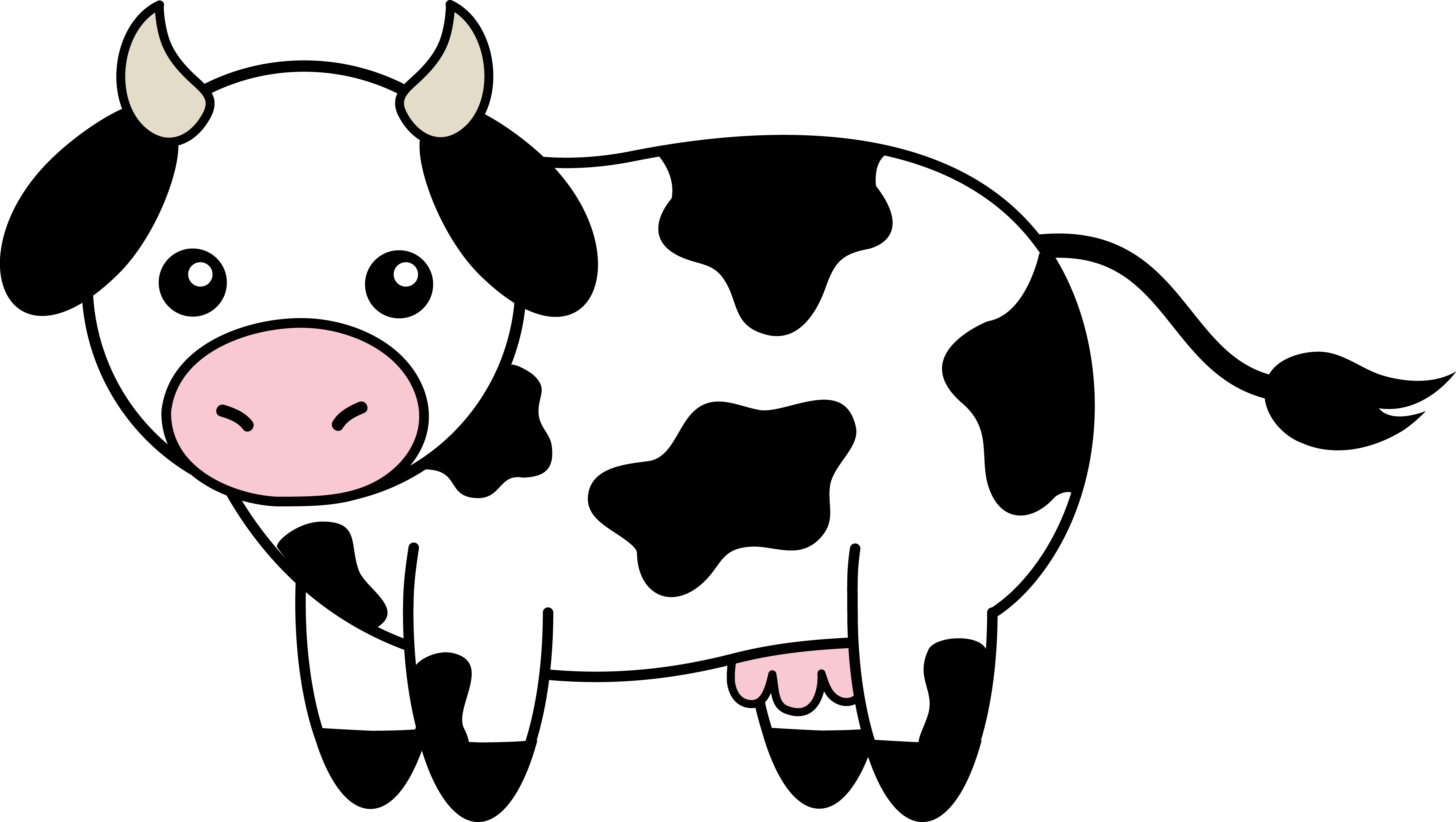 Ox clipart cute. Cow black and white