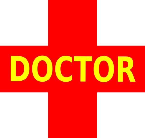 Doctor logo red yellow. Doctors clipart sign