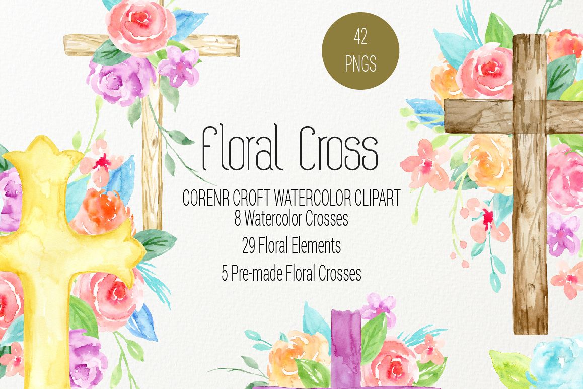 clipart cross floral