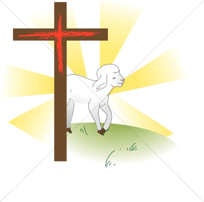 With . Lamb clipart cross