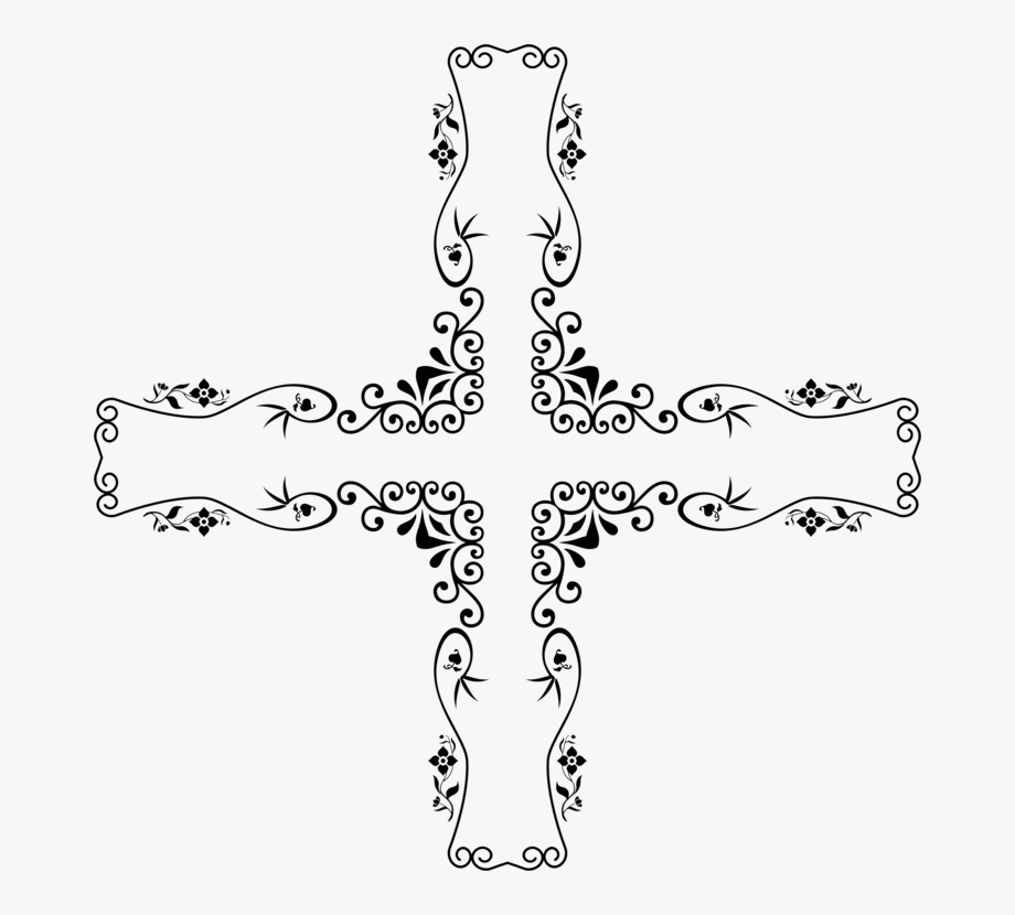 Borders floral christian ornament. Cross clipart ornamental