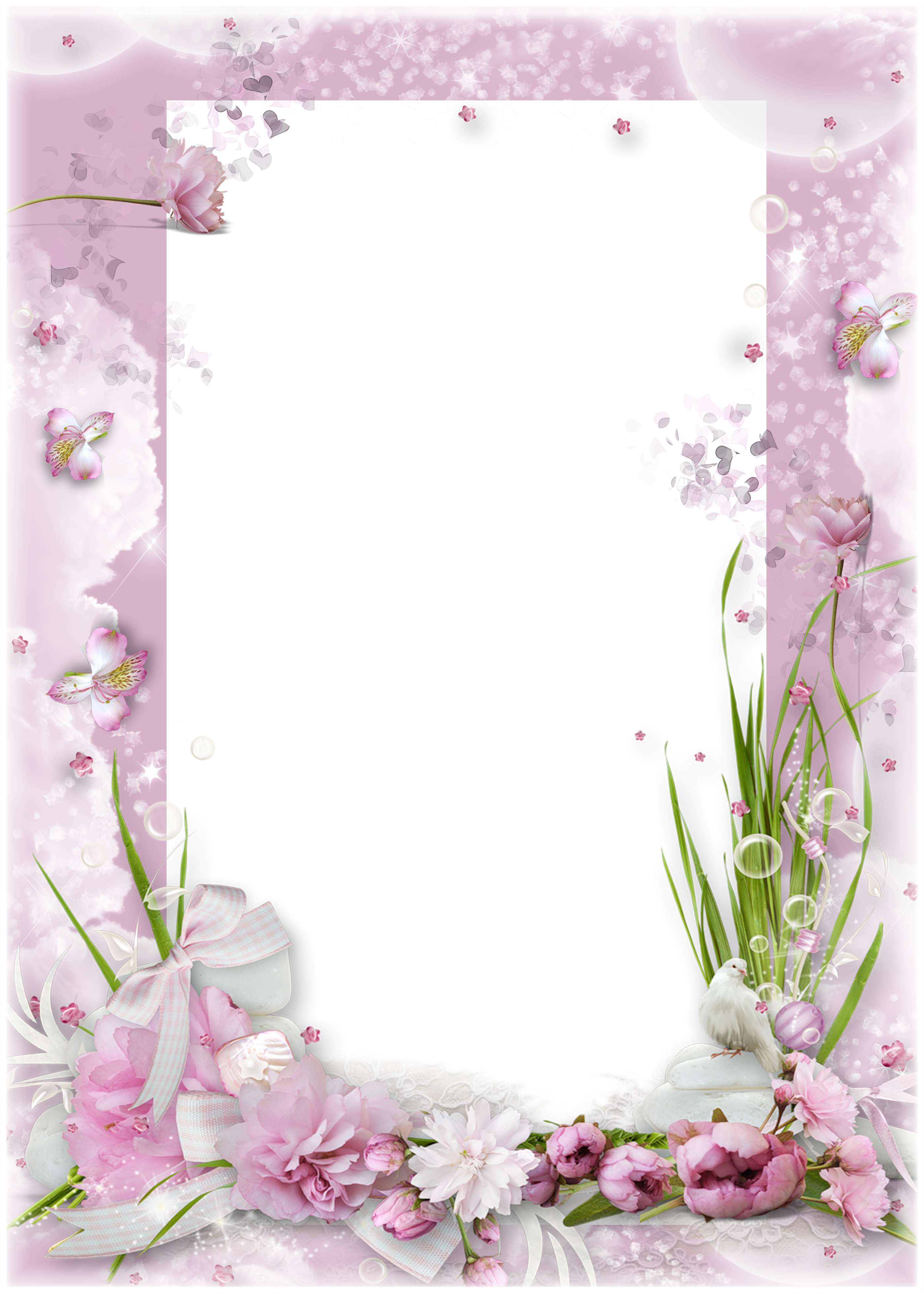 Clipart crown frame. Pink transparent with flowers
