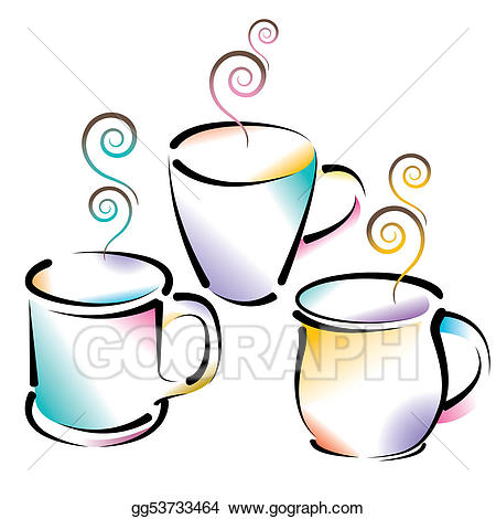 Clipart cup 3 cup. Vector illustration colorful coffee