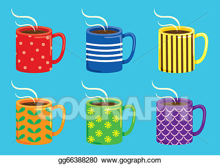 Vector art cups eps. Clipart cup colorful
