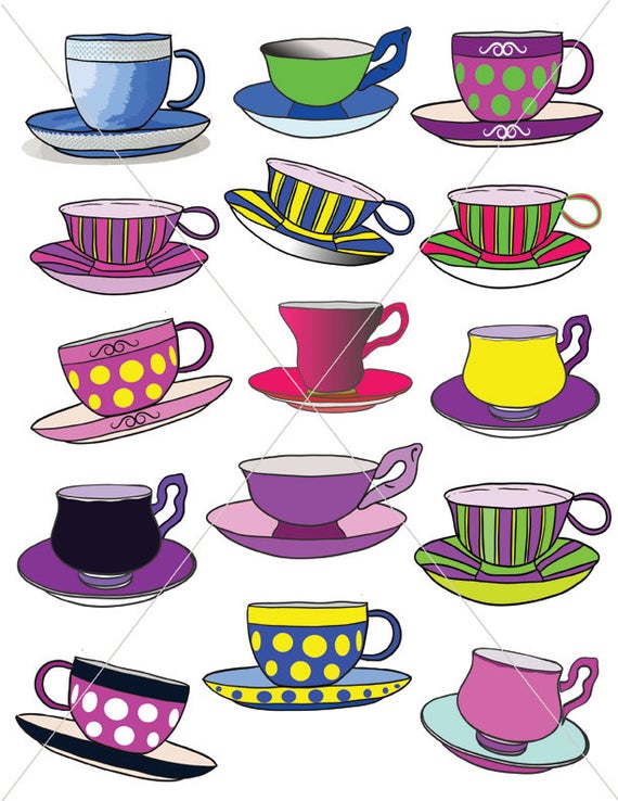 Clipart cup colorful. Teacups tea party graphics