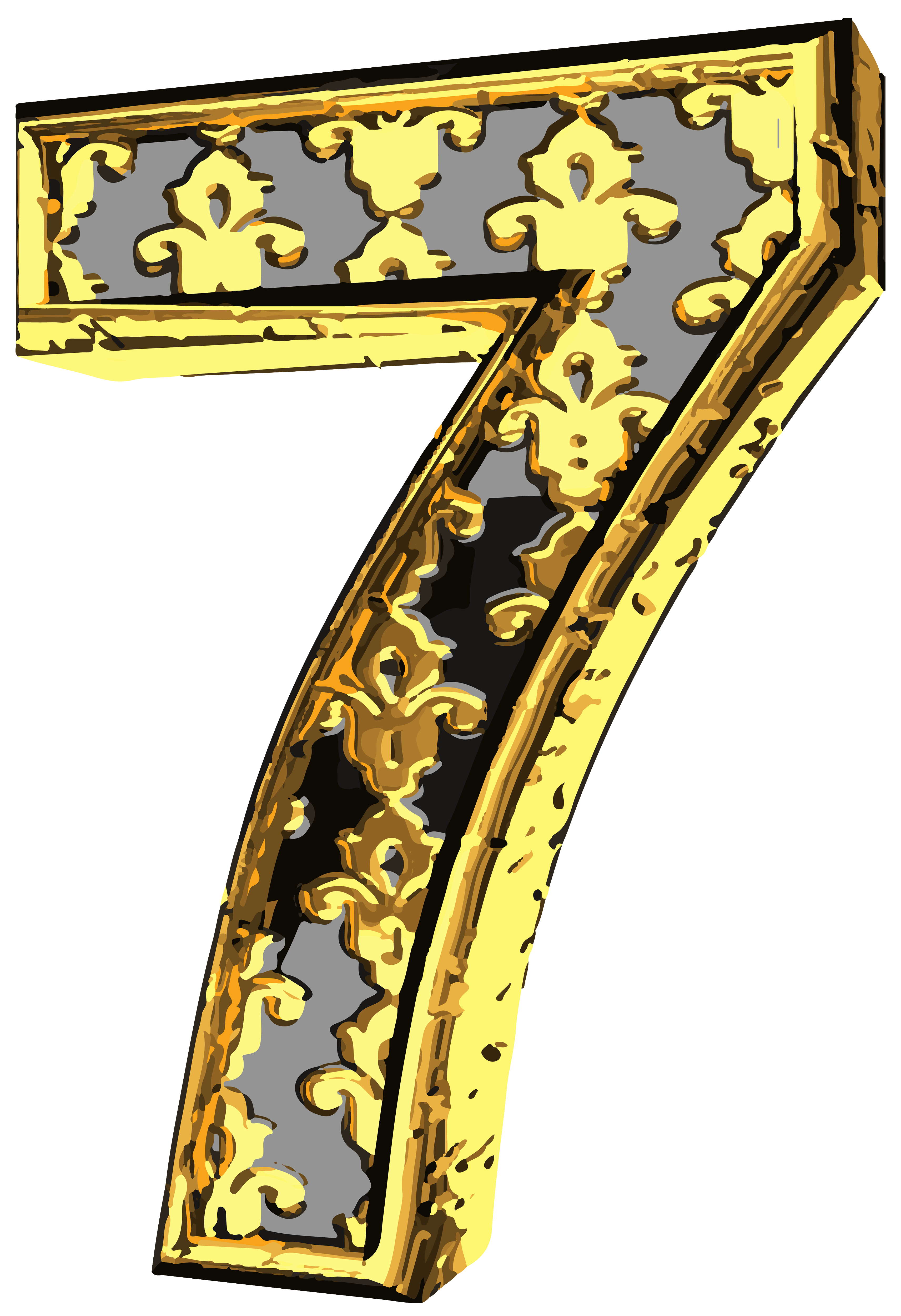 Elegant vintage number png. Clipart cup seven