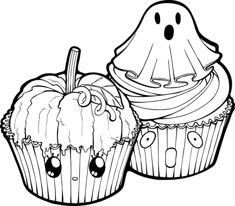 Clipart halloween cup cake. Desserties cupcakes lineart by