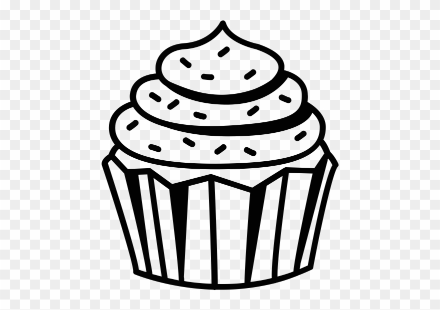 cupcakes clipart black and white