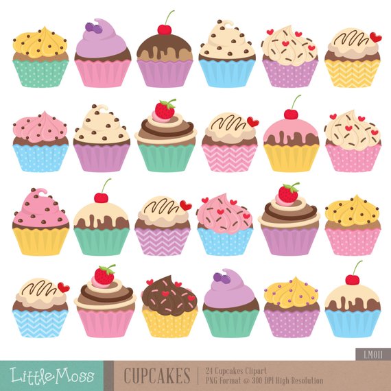 Cupcakes digital products clip. Clipart cupcake collage
