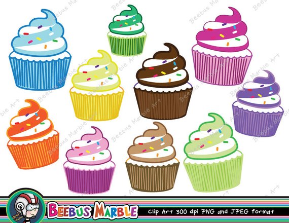 Instant download digital clip. Cupcakes clipart printable cupcake