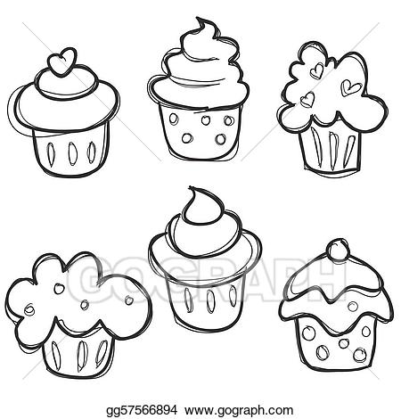 clipart cupcake drawing