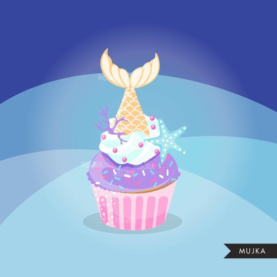 Tail baking cake graphics. Cupcake clipart mermaid