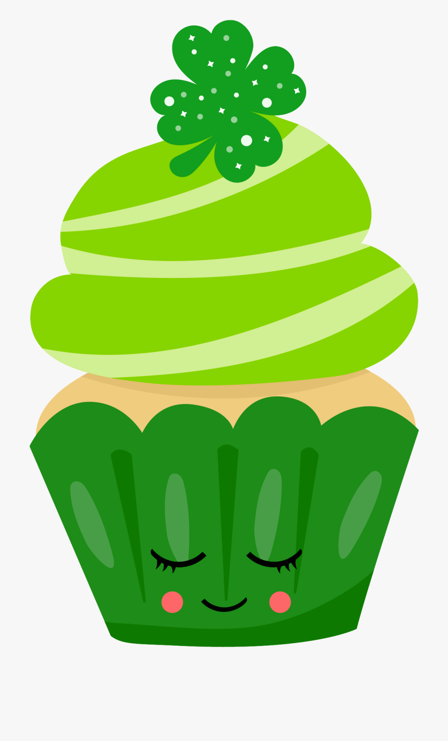 Clipart cupcake st patrick day. Shamrock kawaii s 