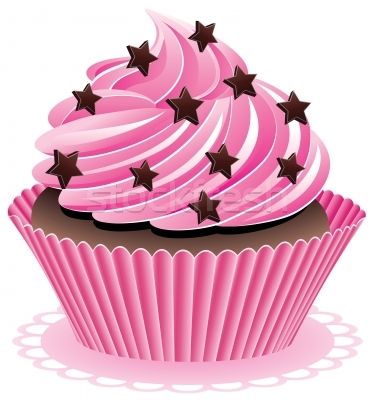 Clipart cupcake star. Art vector illustration pink