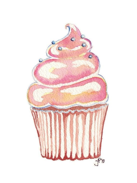Clipart cupcake watercolor. Art painting kids cute